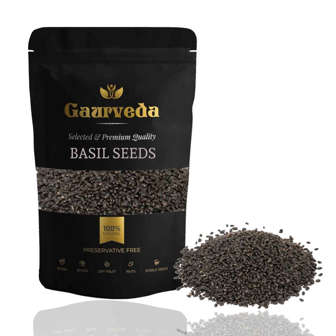 GAURVEDA Basil Seeds For Eating - Acts as Cooling Agent - For Weight Loss (100 Grams, Basil Seeds)