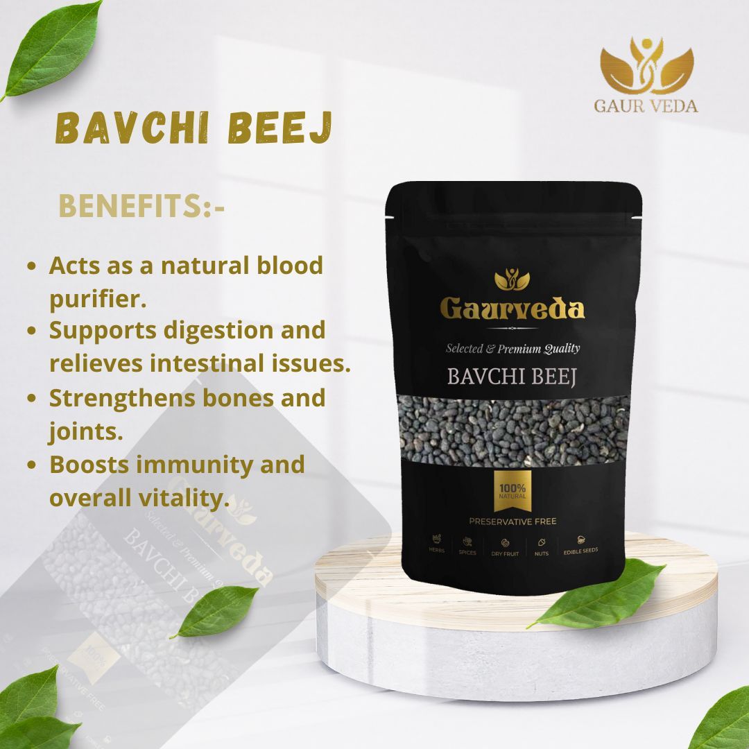 GAURVEDA Bavchi beej 100% Natural & Pure | Traditional Ayurvedic Herb/Seed/Powder | Supports Wellness & Daily Health | Ideal for Herbal Remedies, 100 Grams