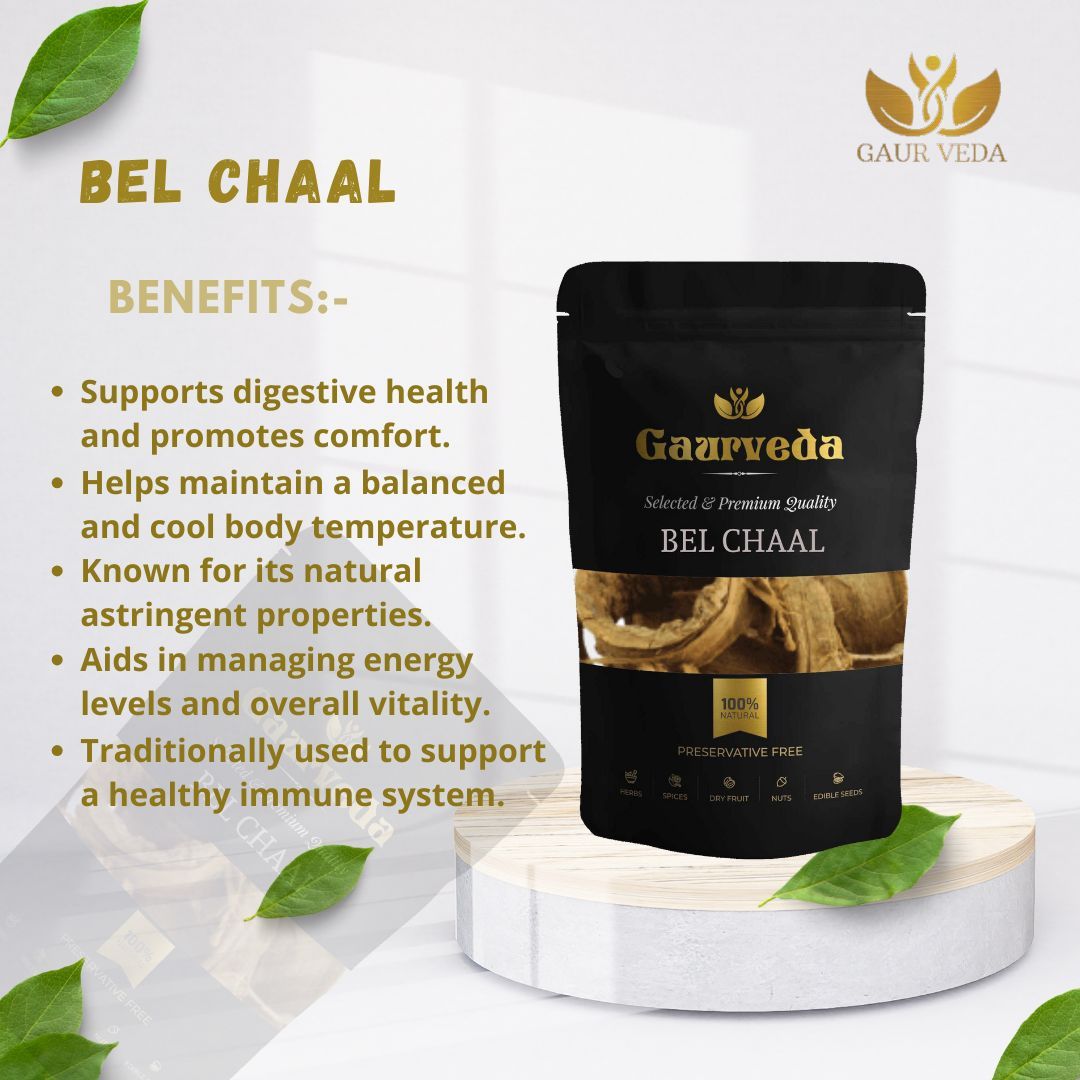 GAURVEDA Bel Chaal Whole Bark | Aegle Marmelos Stem Bark | Bael Bark | Herbal Raw Material for Traditional Ayurvedic Applications and Herbal Preparations | Dried Botanical Ingredient (100 Grams)