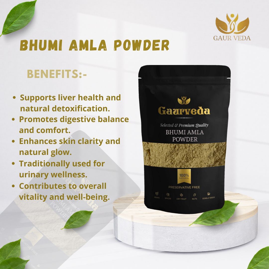 GAURVEDA Bhumi Amla Powder | Phyllanthus Niruri Powder | Stonebreaker Herb Powder | Herbal Raw Material for and Herbal Formulations | Dried Botanical Churna (100 Grams)