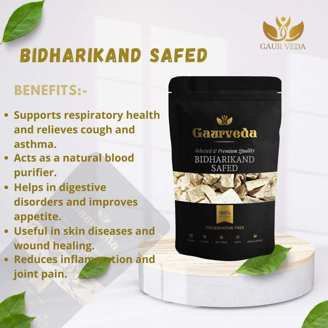 GAURVEDA Bidhari Kand safed 100% Natural & Pure | Traditional Ayurvedic Herb/Seed/Powder | Supports Wellness & Daily Health | Ideal for Herbal Remedies, 100 Grams