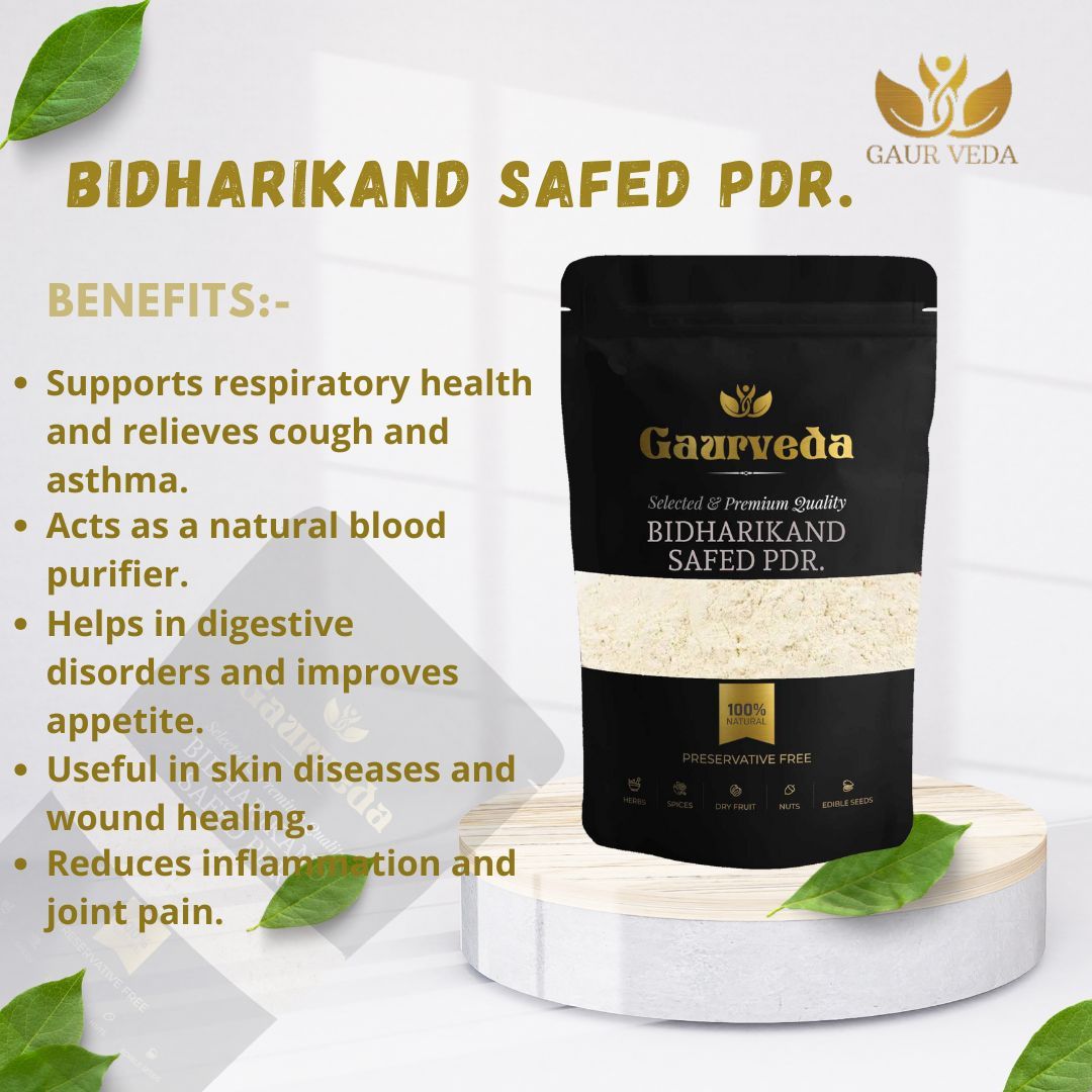 GAURVEDA Bidhari Kand safed Powder 100% Natural & Pure | Traditional Ayurvedic Herb/Seed/Powder | Supports Wellness & Daily Health | Ideal for Herbal Remedies, 100 Grams