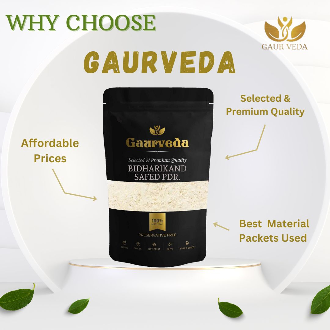 GAURVEDA Bidhari Kand safed Powder 100% Natural & Pure | Traditional Ayurvedic Herb/Seed/Powder | Supports Wellness & Daily Health | Ideal for Herbal Remedies, 100 Grams
