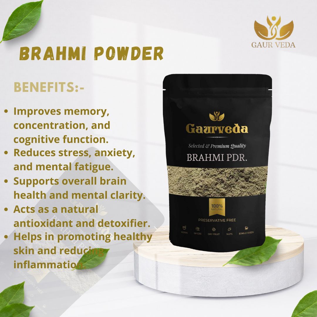 GAURVEDA Brahmi Powder 100% Natural & Pure | Traditional Ayurvedic Herb/Seed/Powder | Supports Wellness & Daily Health | Ideal for Herbal Remedies, 100 Grams