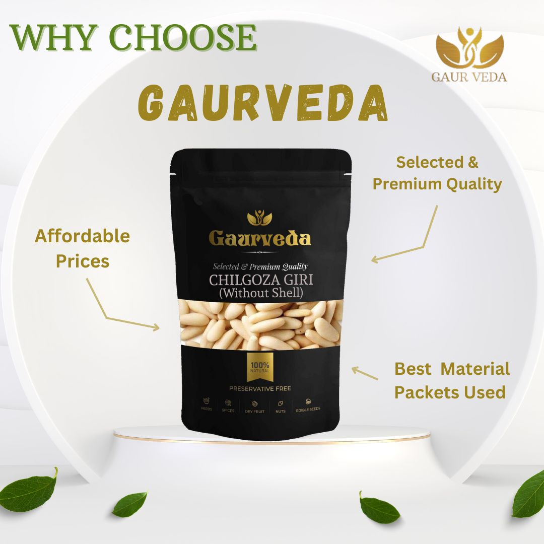 Gaurveda Pine Nuts without Shell - pine nuts - chilgoza giri - Chilgoza Dry Fruits - Pine Nuts Dry Fruits (50 Grams)