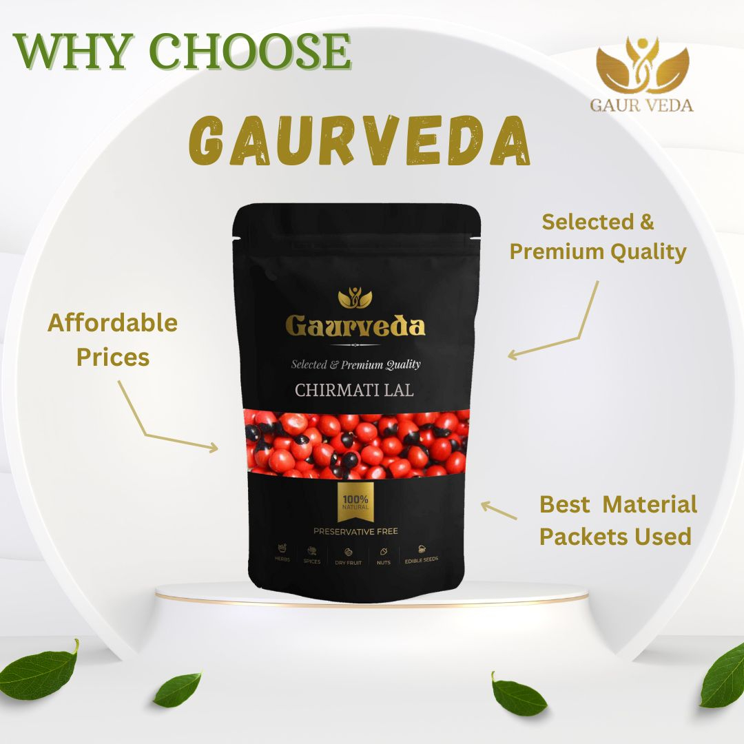 GAURVEDA Chirmati Lal - Natural & Authentic Red Seeds - Traditional Indian Herb, Perfect for Rituals, Home Decor & Crafts - Auspicious Charm | 100 Grams