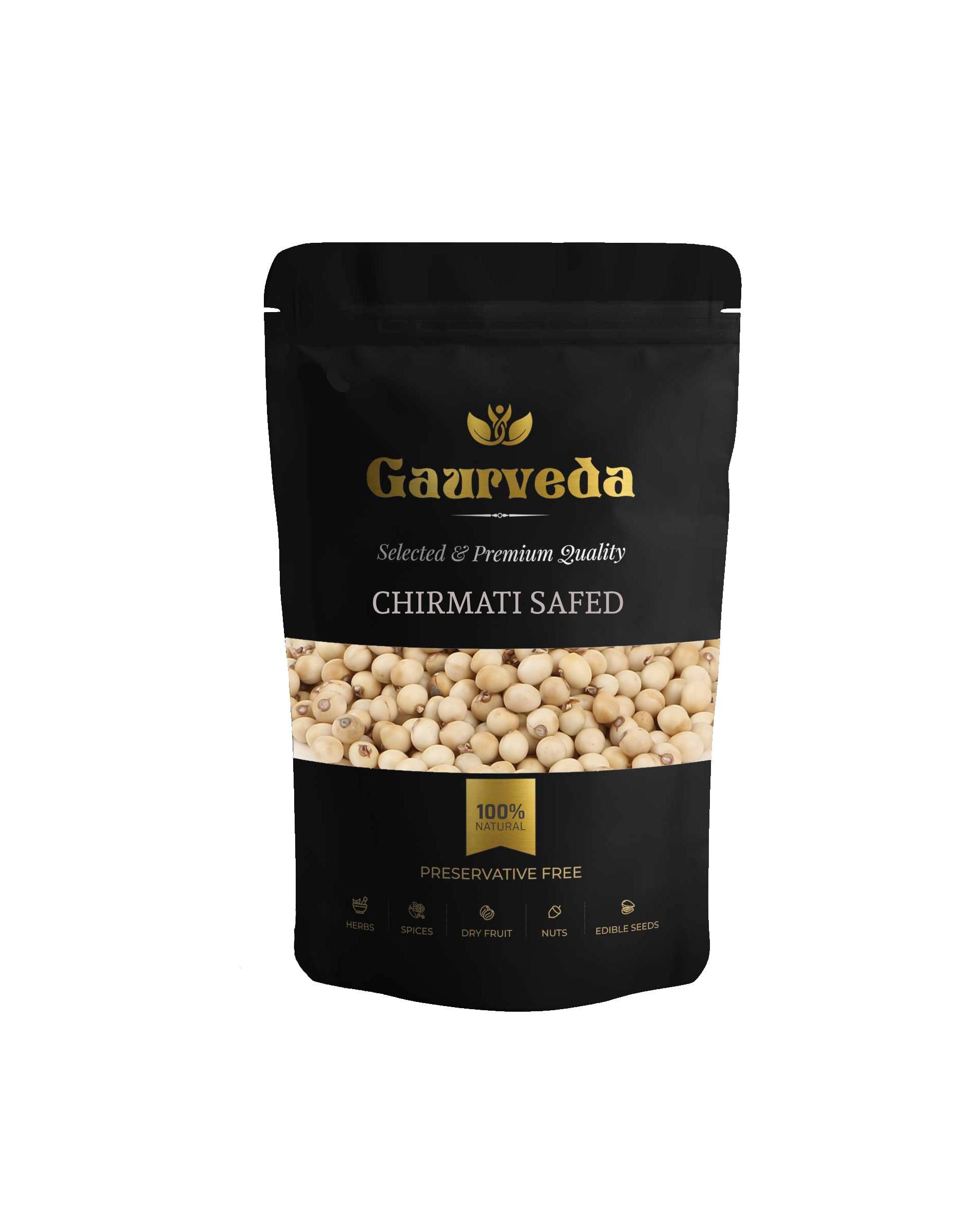 GAURVEDA Chirmati Safed | Natural & Traditional Food | Healthy Eating | Fresh Ingredients | Authentic Indian Taste | Pure & Wholesome (No Preservatives) | 500 Grams