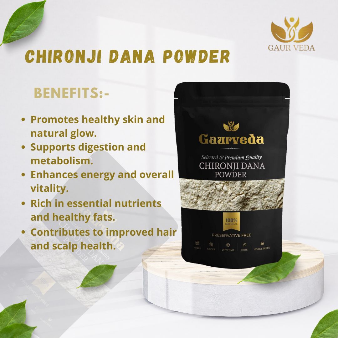 Gaurveda Jumbo Chironji Seeds Powder | Chironji Powder | Chironjii Dana Powderr | Almondette Seeds | Almondette Kernels | Charoli Dry Fruits (100 Grams)