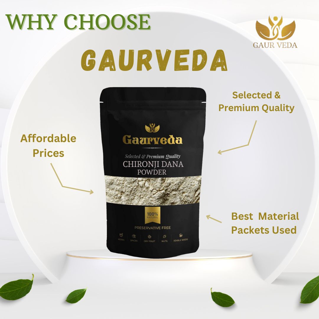 Gaurveda Jumbo Chironji Seeds Powder | Chironji Powder | Chironjii Dana Powderr | Almondette Seeds | Almondette Kernels | Charoli Dry Fruits (100 Grams)