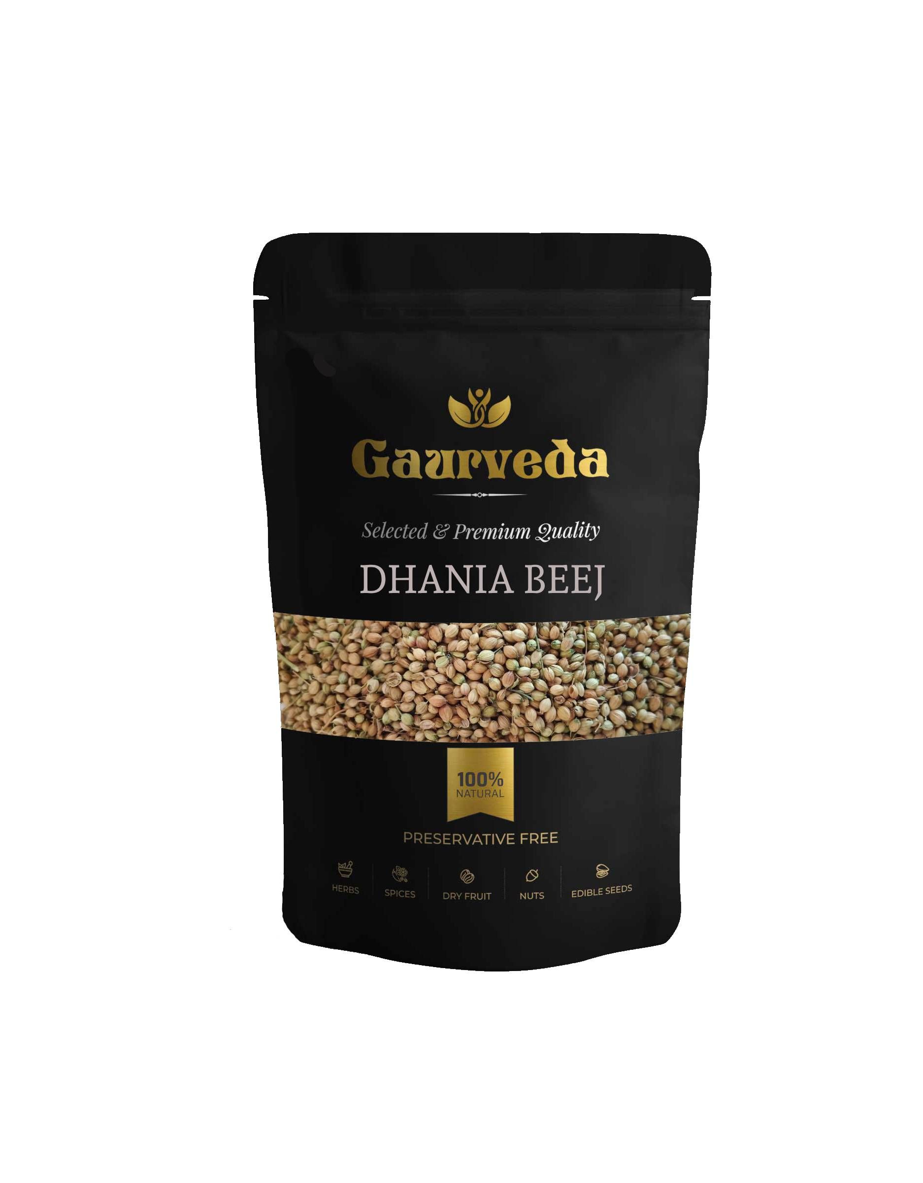 GAURVEDA Dhaniya Beej (Coriander Seeds) - Fresh, Aromatic & Flavorful, Spice for Authentic Indian Cooking, Natural and Pure | 100 Grams