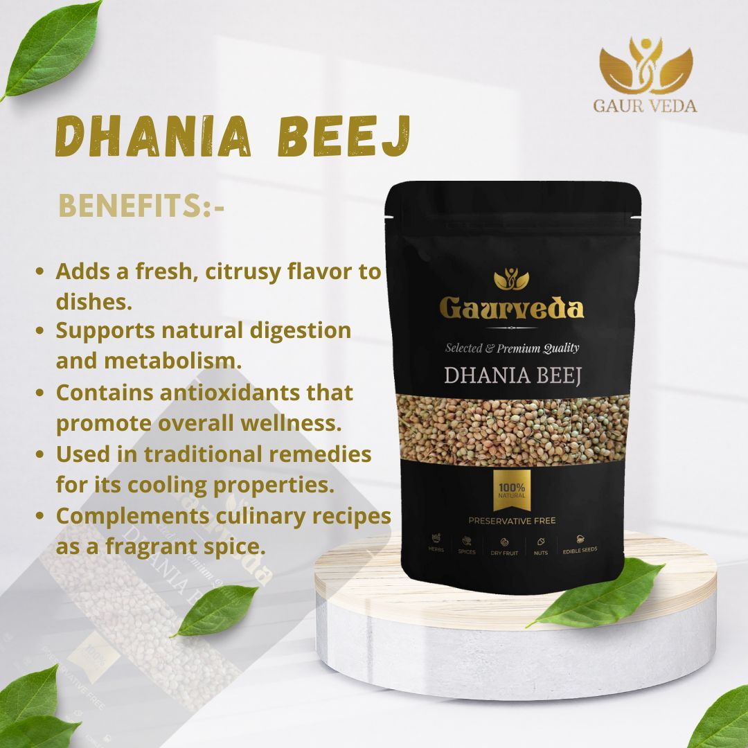 GAURVEDA Dhaniya Beej (Coriander Seeds) - Fresh, Aromatic & Flavorful, Spice for Authentic Indian Cooking, Natural and Pure | 100 Grams