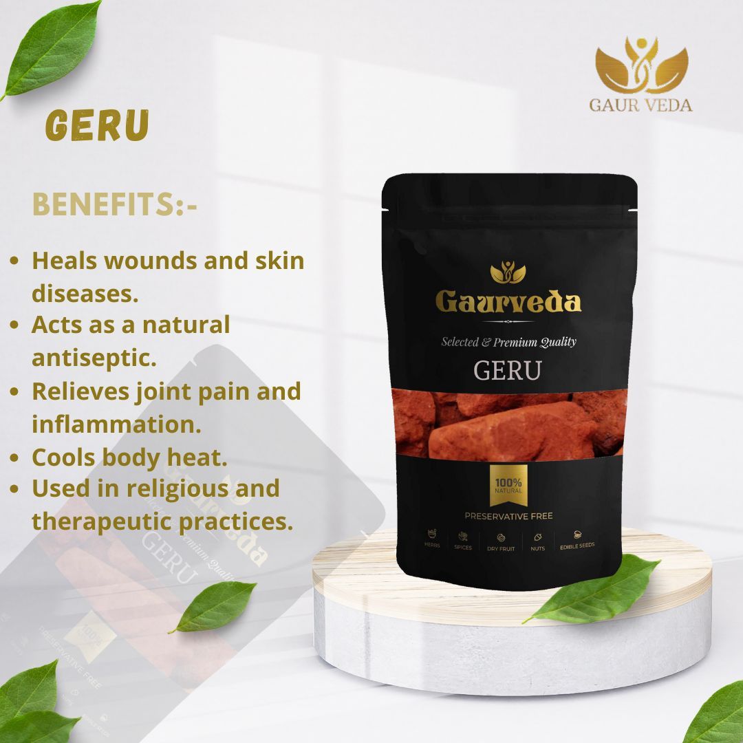 GAURVEDA Geru 100% Natural & Pure | Traditional Ayurvedic Herb/Seed/Powder | Supports Wellness & Daily Health | Ideal for Herbal Remedies, 900 Grams