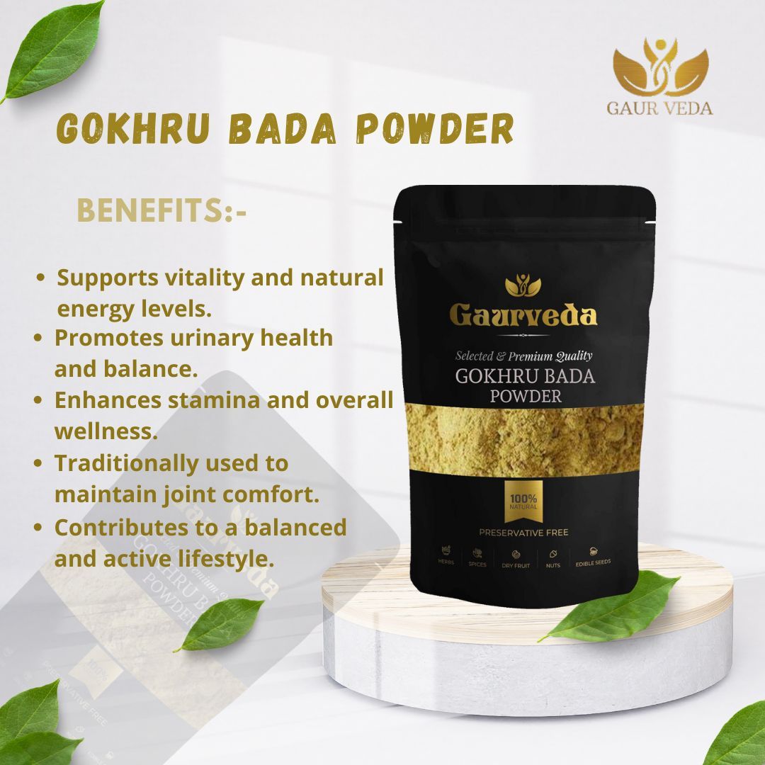 Gaurveda Gokhru Bada Powder - Tribulus Terrestris Seeds Powder - Small Caltrops Powderr - Pure & Natural (100 Grams)