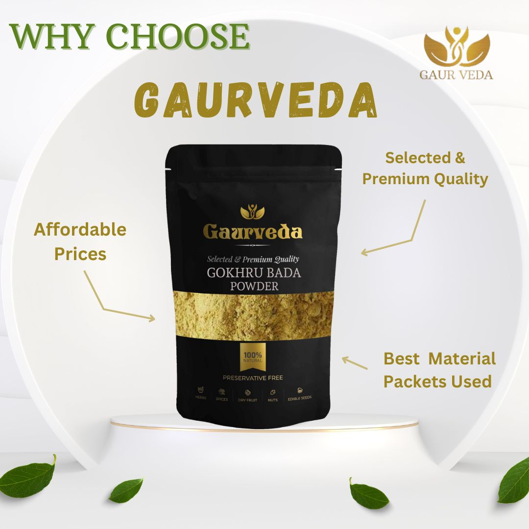Gaurveda Gokhru Bada Powder - Tribulus Terrestris Seeds Powder - Small Caltrops Powderr - Pure & Natural (100 Grams)