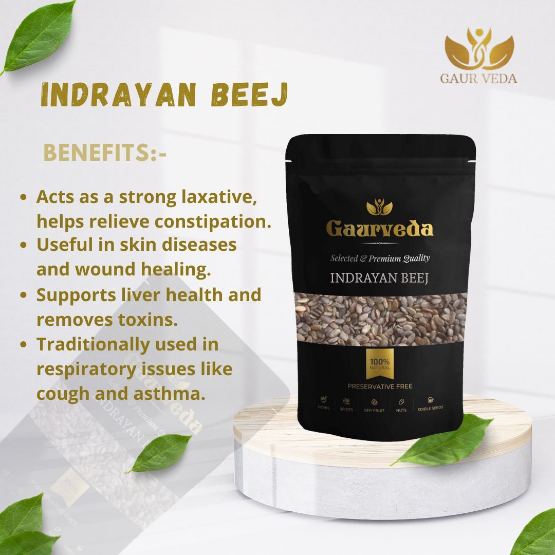 GAURVEDA Indrayan Beej - Natural Remedy Seeds for Traditional Wellness | Supports Healthy Living, Ayurvedic Herb, Pure & Authentic | 100 Grams