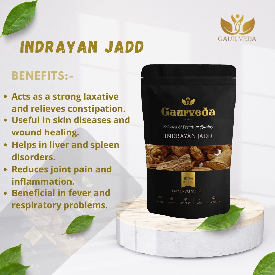 GAURVEDA Indrayan jadd 100% Natural & Pure | Traditional Ayurvedic Herb/Seed/Powder | Supports Wellness & Daily Health | Ideal for Herbal Remedies, 100 Grams{33