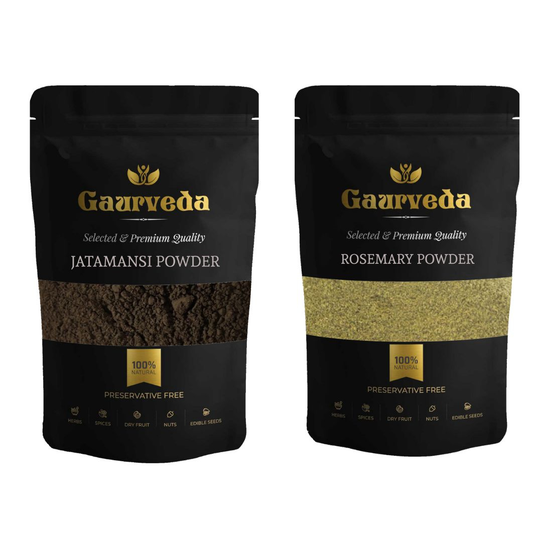 Gaurveda Rosemary Powder and Jatamansi Roots Powder Combo, 100 Grams Each - For Hairs