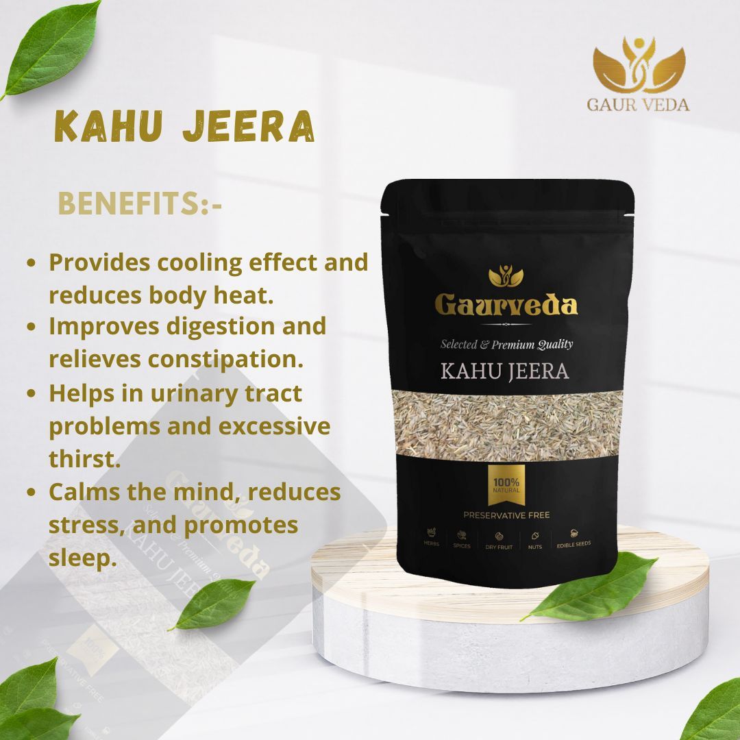 GAURVEDA Kahu Jeera | Seeds | Fresh & Aromatic Cumin | Authentic Indian Spice for Cooking & Seasoning | Pure Flavor Enhance | 100 Grams