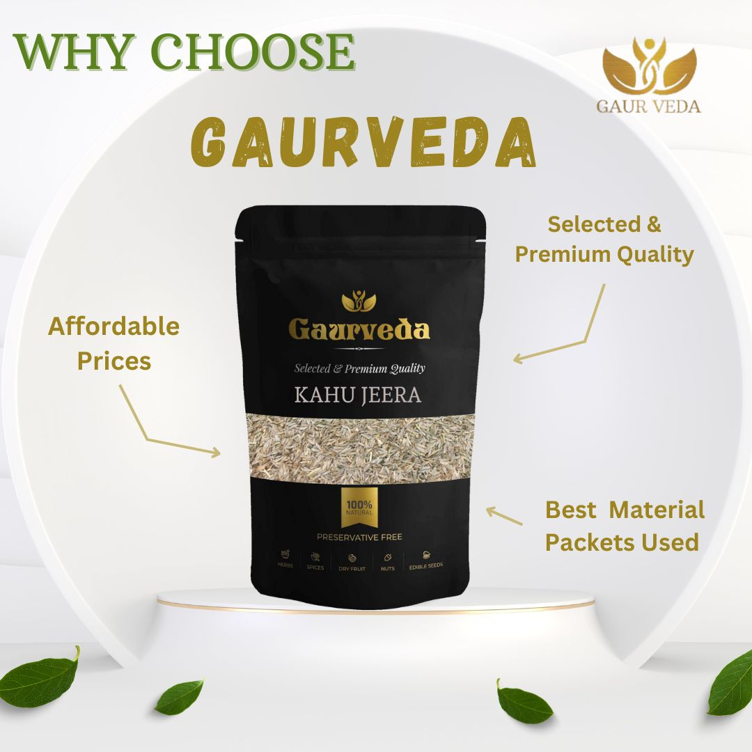 GAURVEDA Kahu Jeera | Seeds | Fresh & Aromatic Cumin | Authentic Indian Spice for Cooking & Seasoning | Pure Flavor Enhance | 100 Grams