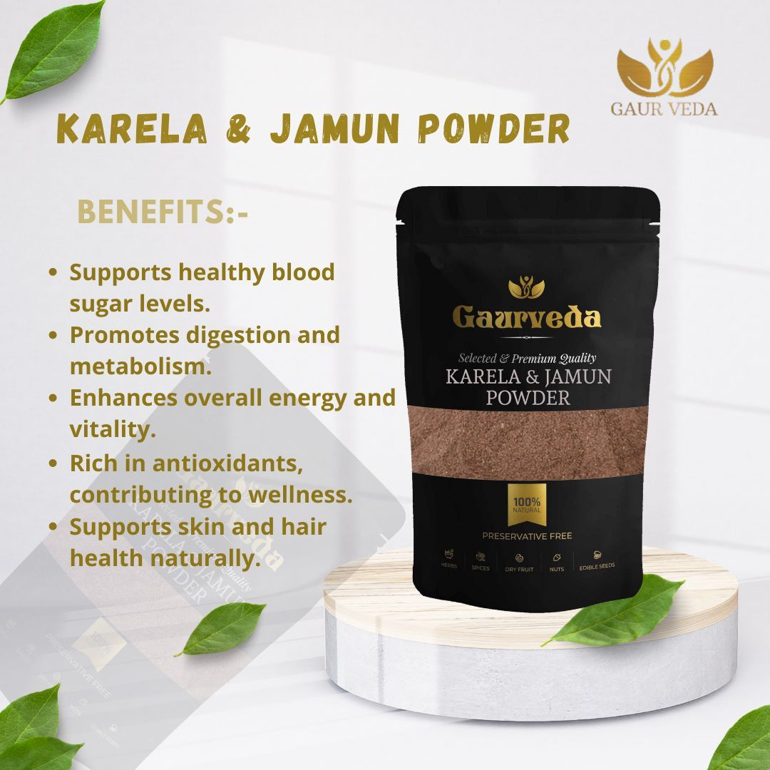 GAURVEDA Karela & Jamun Herbal Powder - 100 GM - Ayurvedic Supplements For Blood Sugar - Weight Management & Immune Support - For Healthy Lifestyle