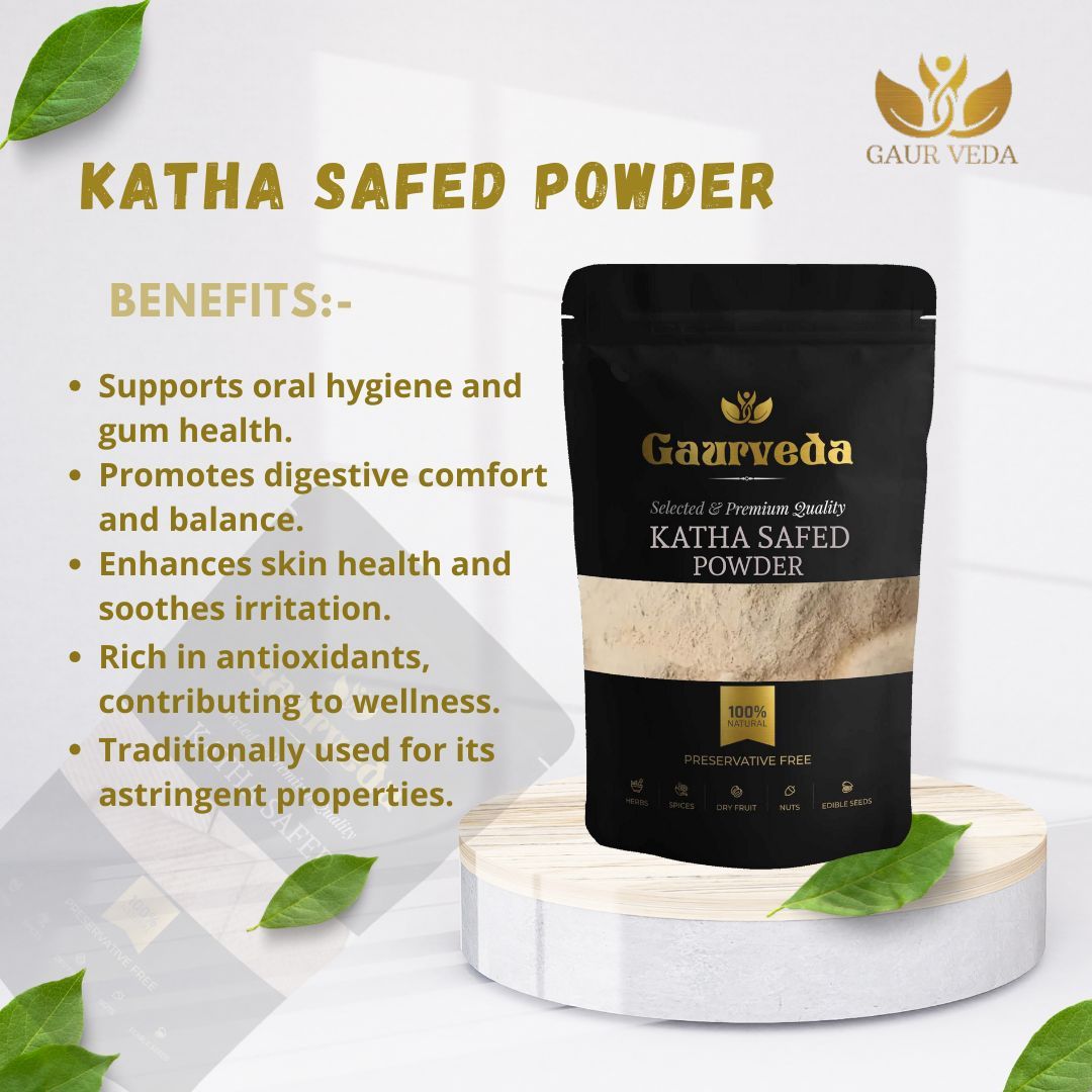 GAURVEDA White Kattha Powder (300 Gm) - Catechu - Safed Katha - Acacia Catechu