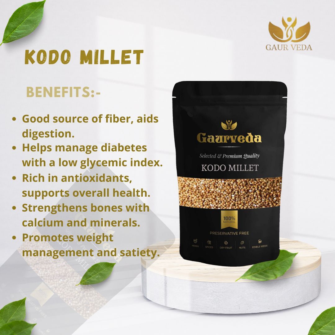 GAURVEDA Kodo Millet - Naturally Nutritious Ancient Grain, Gluten-Free, Healthy Staple for Everyday Cooking & Wholesome Indian Meals | 1000 Grams