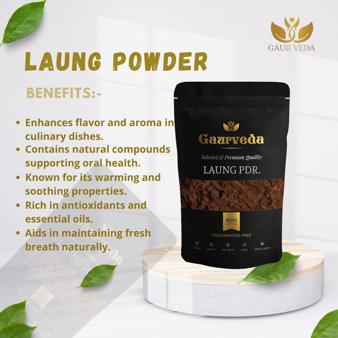 GAURVEDA Laung Powder | Pure Clove Spice for Cooking, Baking & Ayurvedic Remedies | Ground Cloves | Natural Aromatic Flavor Enhancer | 100 Grams