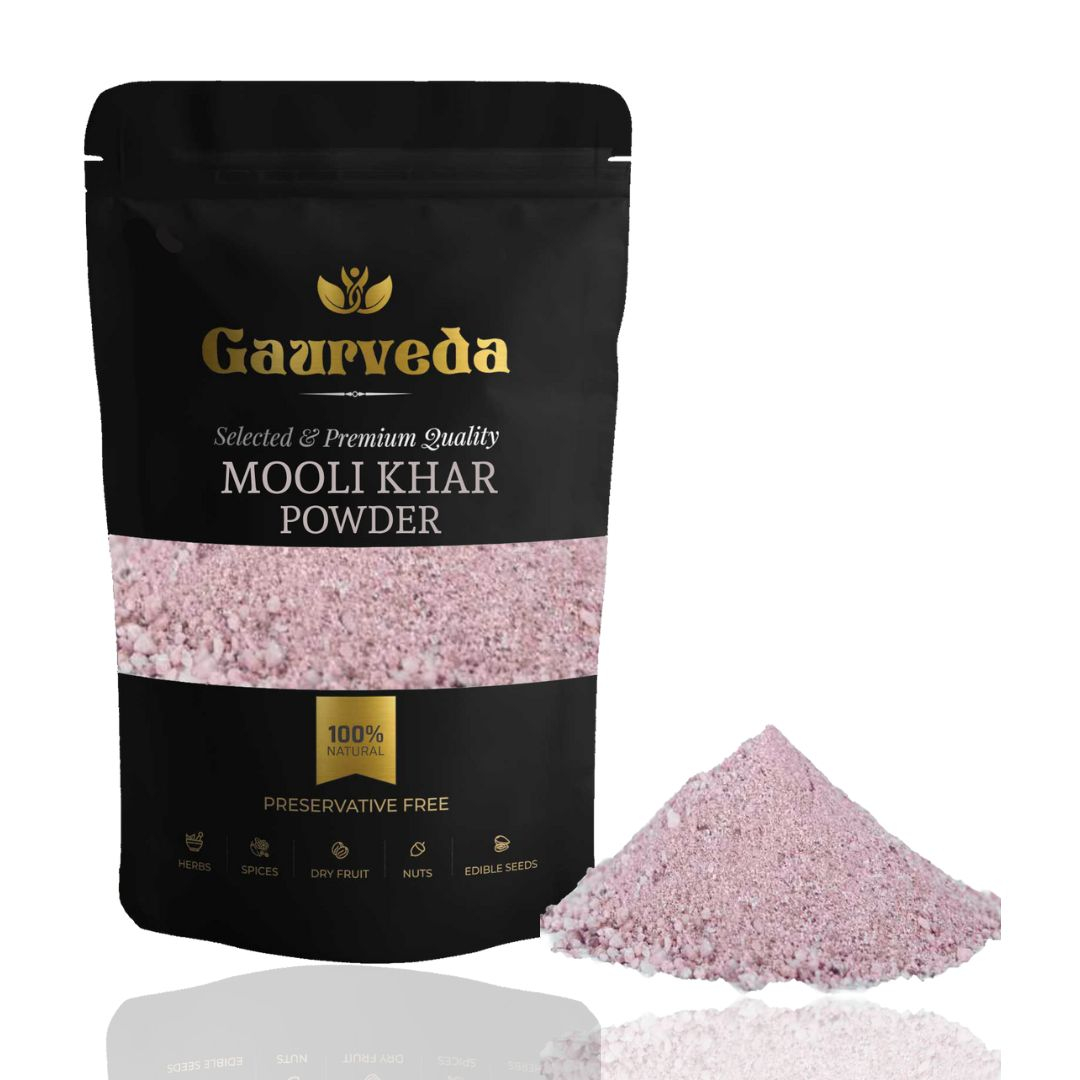 GAURVEDA Mooli khar Powder 100% Natural & Pure | Traditional Ayurvedic Herb/Seed/Powder | Supports Wellness & Daily Health | Ideal for Herbal Remedies, 100 Grams