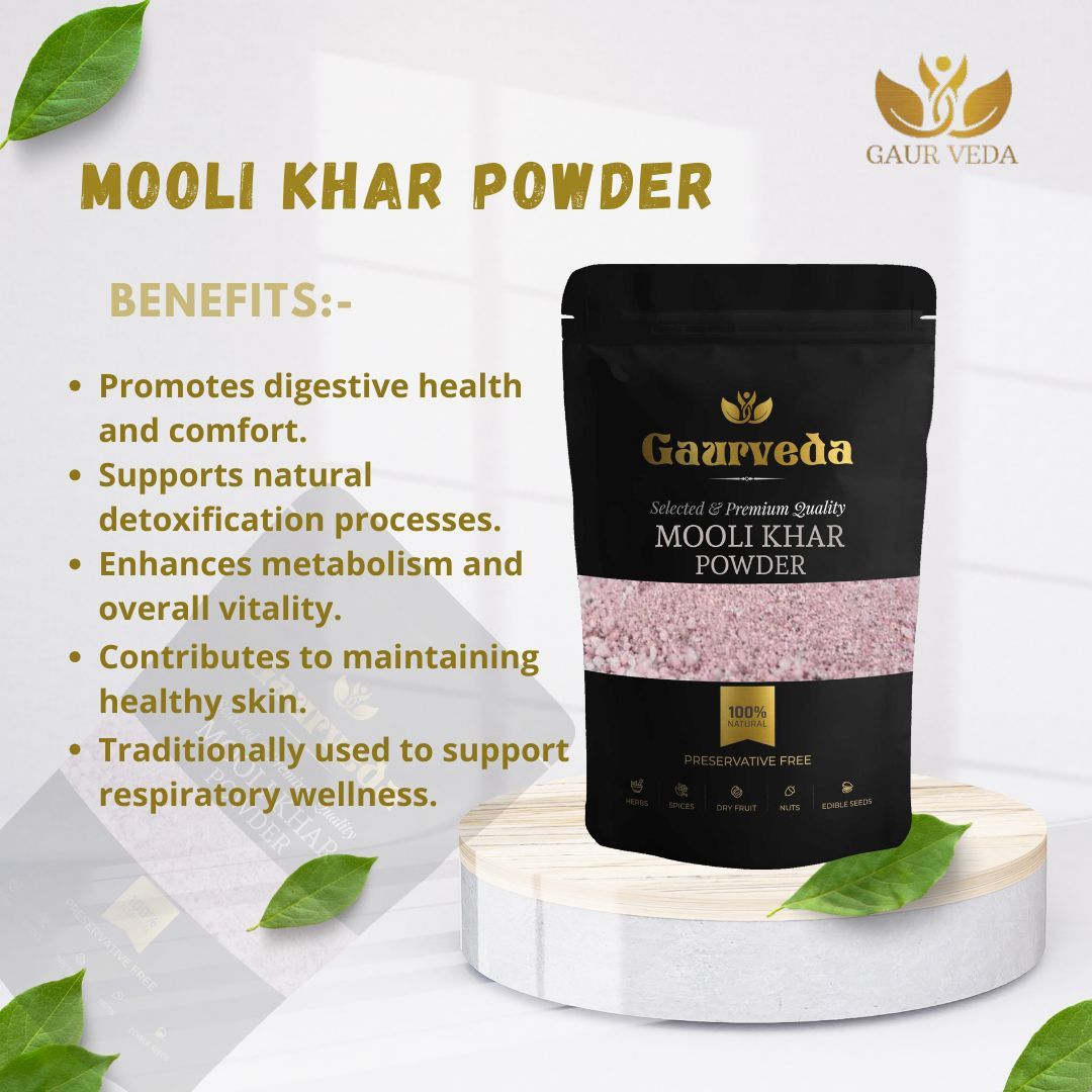 GAURVEDA Mooli khar Powder 100% Natural & Pure | Traditional Ayurvedic Herb/Seed/Powder | Supports Wellness & Daily Health | Ideal for Herbal Remedies, 100 Grams
