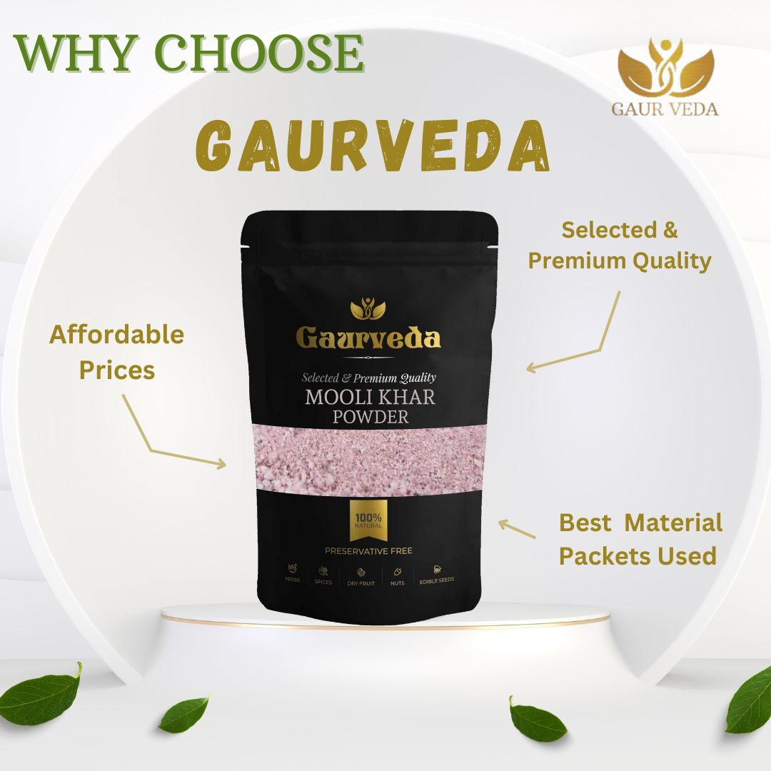 GAURVEDA Mooli khar Powder 100% Natural & Pure | Traditional Ayurvedic Herb/Seed/Powder | Supports Wellness & Daily Health | Ideal for Herbal Remedies, 100 Grams