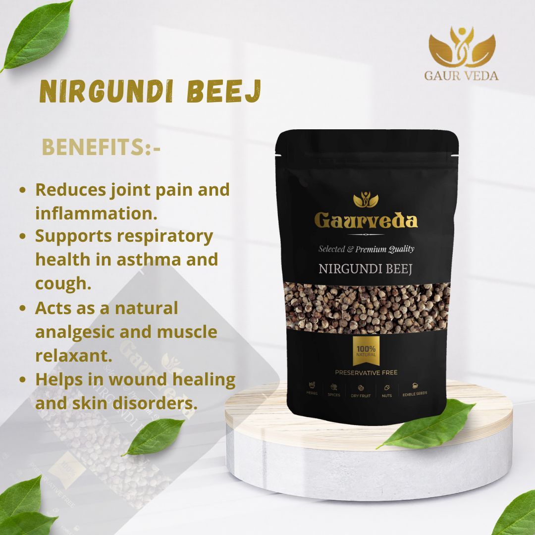 GAURVEDA Nirgundi Beej - Pure & Natural Seeds for Ayurvedic Wellness | Supports Joint Health, Immunity & Overall Vitality, Traditional Herb | 100 Grams