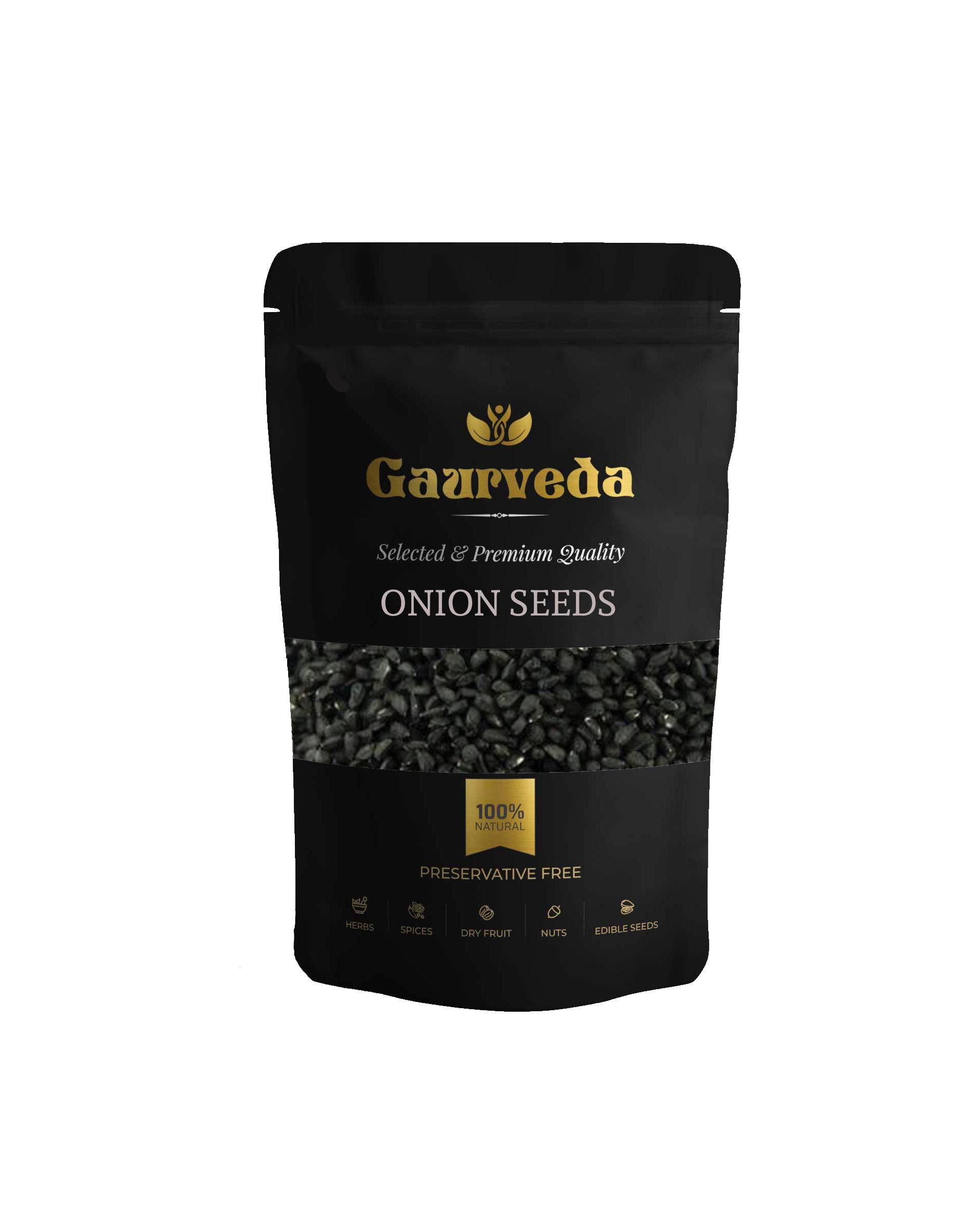 GAURVEDA Onion Seeds for Home Gardening Kitchen Spices | Natural Planting Material | High Germination Rate | Easy to Grow | Indian Cooking Ingredient | 100 Grams