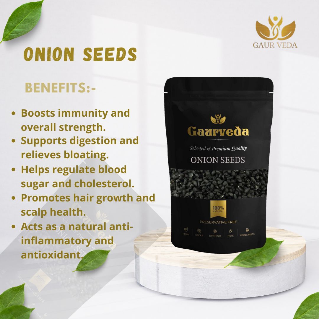 GAURVEDA Onion Seeds for Home Gardening Kitchen Spices | Natural Planting Material | High Germination Rate | Easy to Grow | Indian Cooking Ingredient | 100 Grams