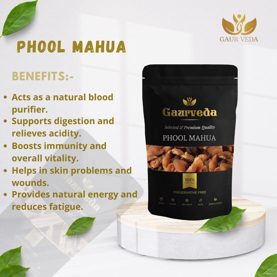 GAURVEDA Phool mahua 100% Natural & Pure | Traditional Ayurvedic Herb/Seed/Powder | Supports Wellness & Daily Health | Ideal for Herbal Remedies, 1000 Grams