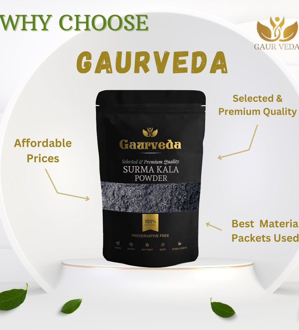GAURVEDA Surma Kala Powder - Surma Black Powder - Natural (Black, 100 Grams)