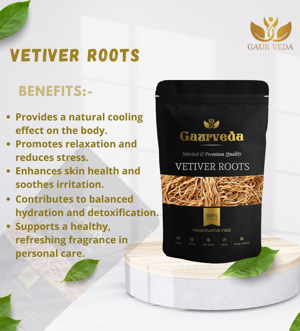 GAURVEDA Vetiver Root (100 grams) - Khus Root Vetiveria Zizanioides Vala Kas Ramacham Vetiver for Hair Growth Healthy Skin