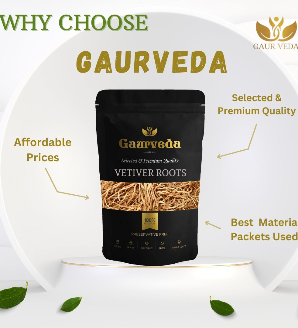 GAURVEDA Vetiver Root (100 grams) - Khus Root Vetiveria Zizanioides Vala Kas Ramacham Vetiver for Hair Growth Healthy Skin
