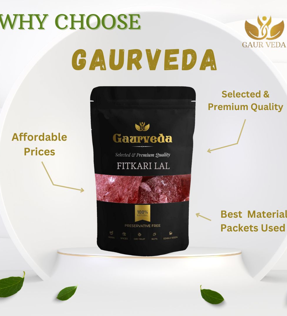 GAURVEDA Fitkari Lal - Phitkari Lal - Potassium Alum - Alum Red - Natural (100 Grams)