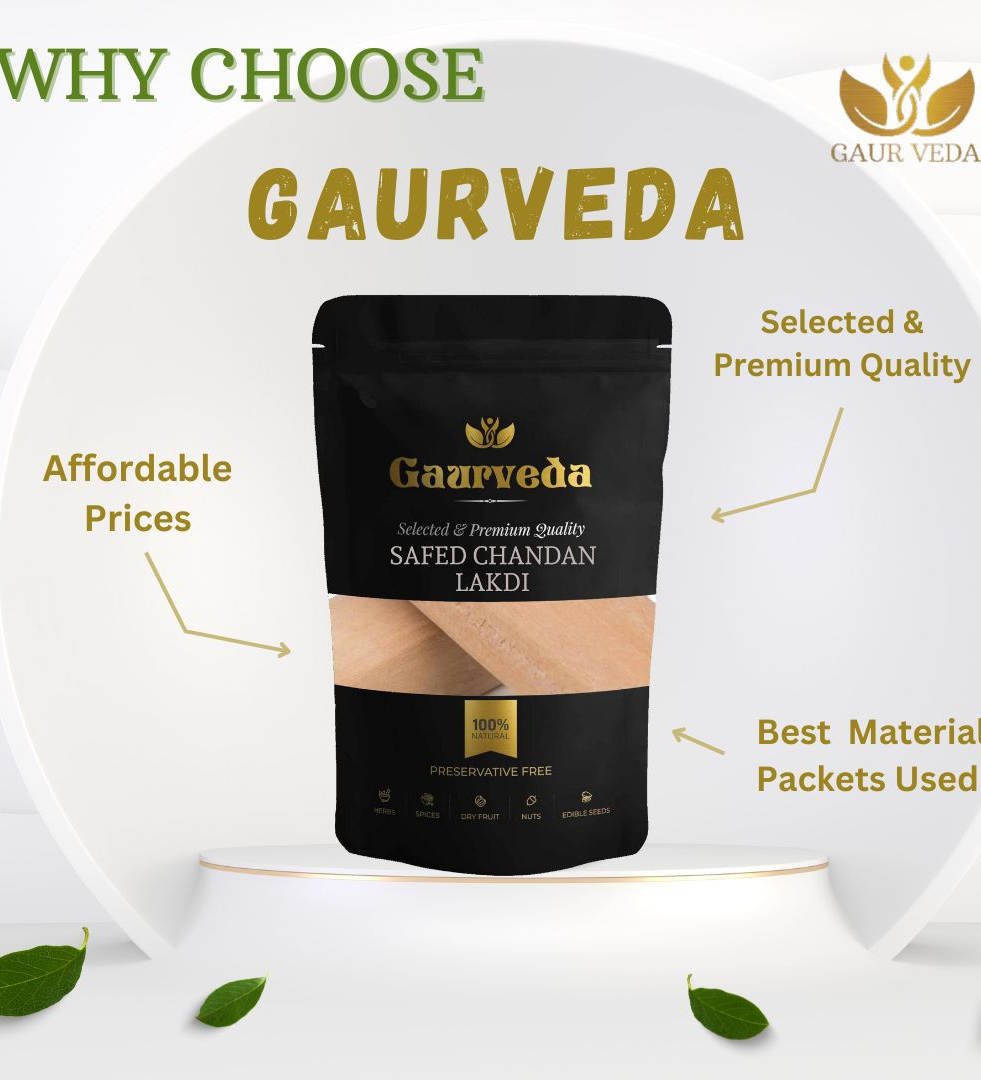 Gaurveda Chandan Sticks 1 Piece White Sandalwood Sticks Scented Processed Mysore Natural Chandan Wood Lakdi for Pooja Tilak Havan & Beauty Pack of 1 (30-70 Grams)