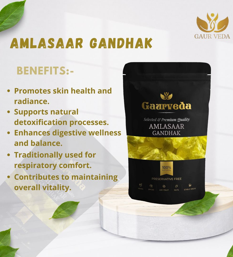 Gaurveda Amlasar Gandhak - Yellow Sulphur - Pure (300 Grams)