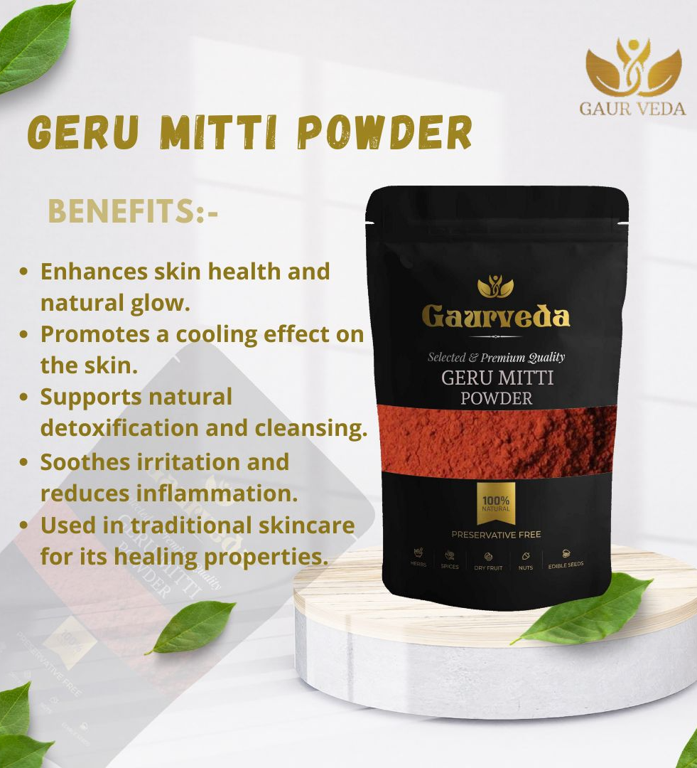 GAURVEDA (900 gm) Geru Mitti Powder - Red Ochre Powder - Pure & Natural