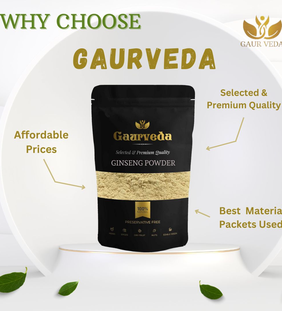 GAURVEDA Ginseng Powder - Boosts Energy and Immunity - Relieves Stress - Natural (25 Grams)