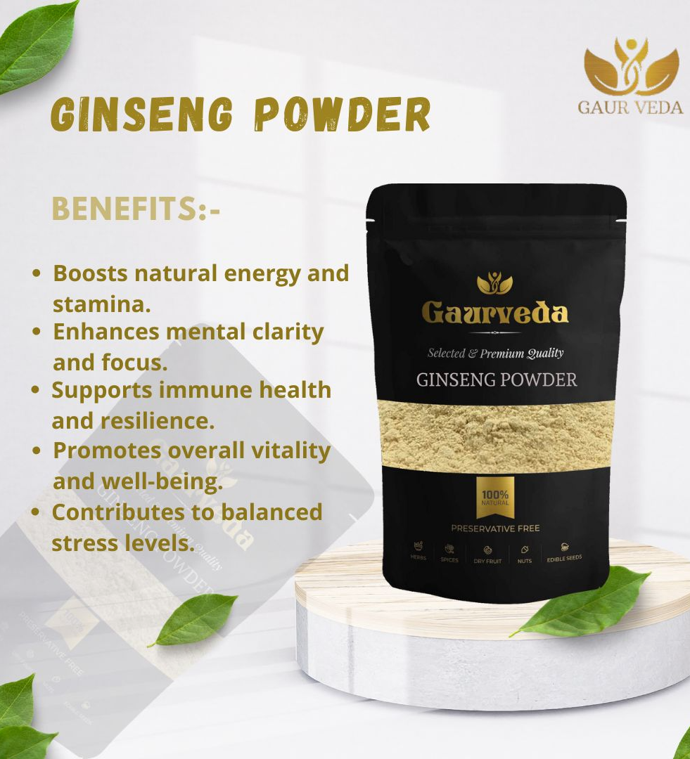 GAURVEDA Ginseng Powder - Boosts Energy and Immunity - Relieves Stress - Natural (25 Grams)