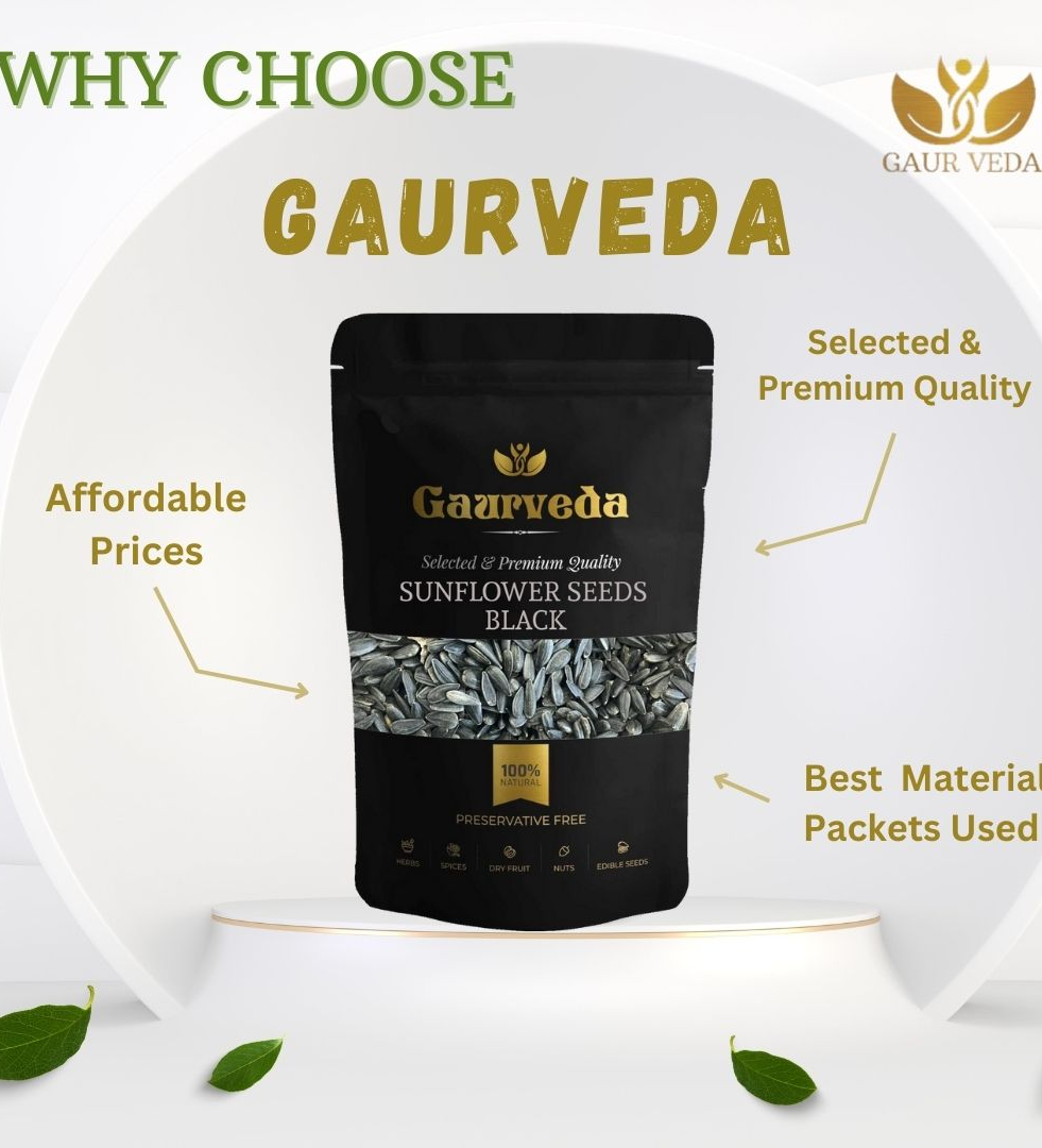 GAURVEDA Surajmukhi Beej Kala - Black Sunflower Seeds - Helianthus annuus - Natural (100 Grams)
