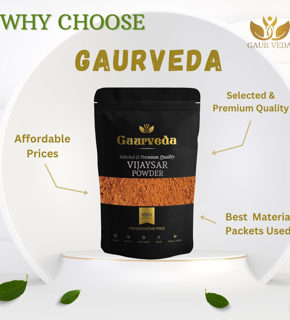 GAURVEDA Vijaysar Pdr (500 Gm) - Indian Kino Pdr - Pterocarpus Marsupium Pdr - Pure & Natural