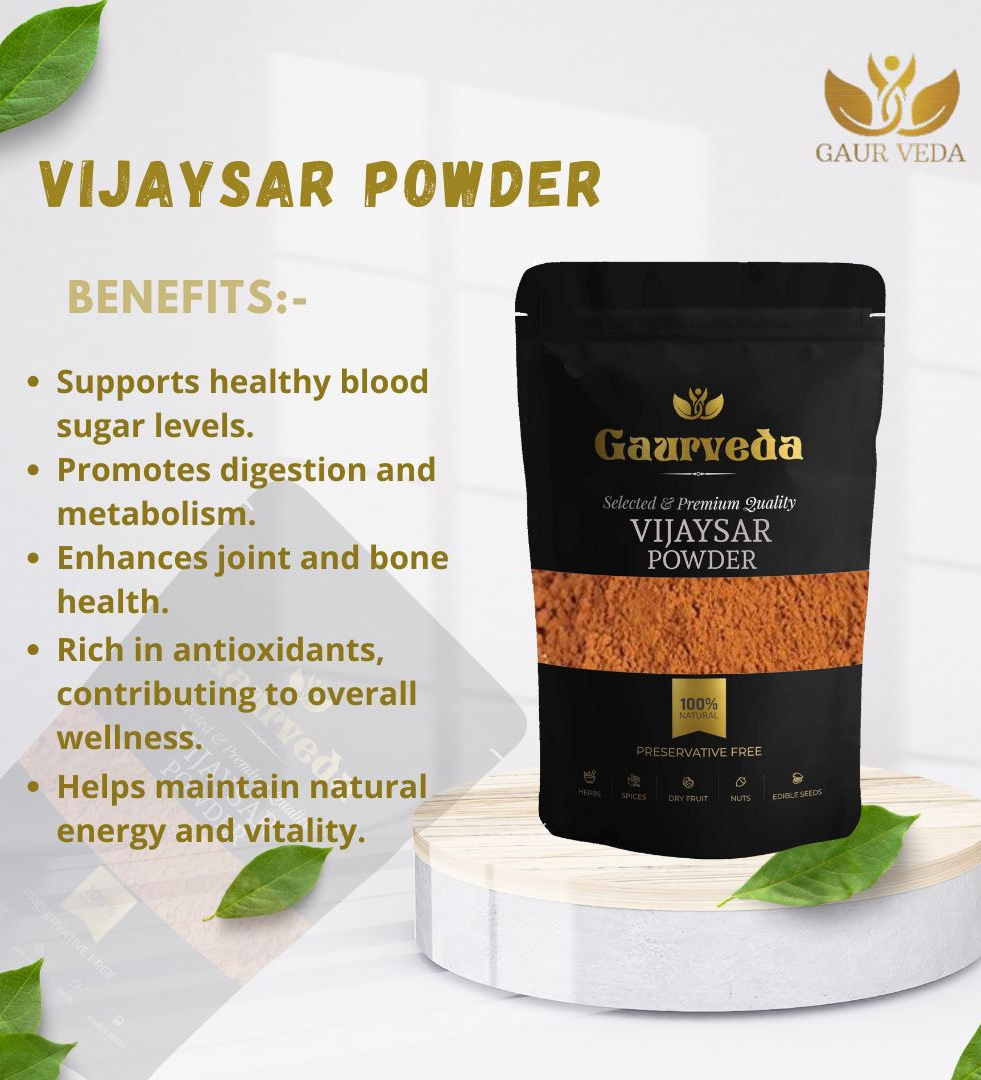 GAURVEDA Vijaysar Pdr (500 Gm) - Indian Kino Pdr - Pterocarpus Marsupium Pdr - Pure & Natural