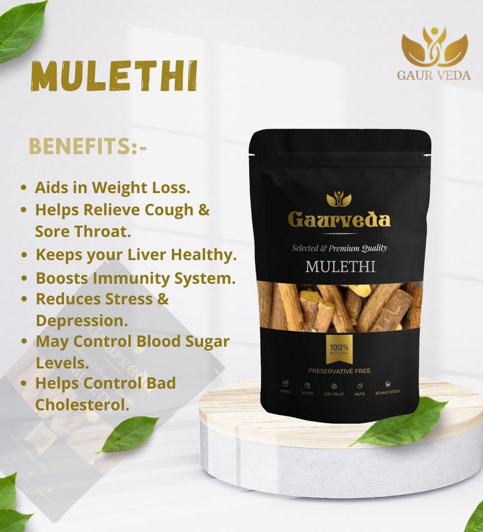 Gaurveda Mulethi Sticks for Eating - Yashtimadhu - Selected - Quality - Mulathi Spl - Jeshthamadha - Licorice Root - Glycyrrhiza Glabra ( 50 Grams )