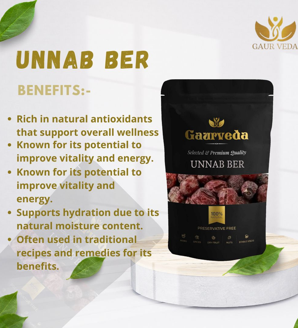 Gaurveda Unnab Ber Red Jujube, Zizyphus Sativa Gaetn (100 Grams)