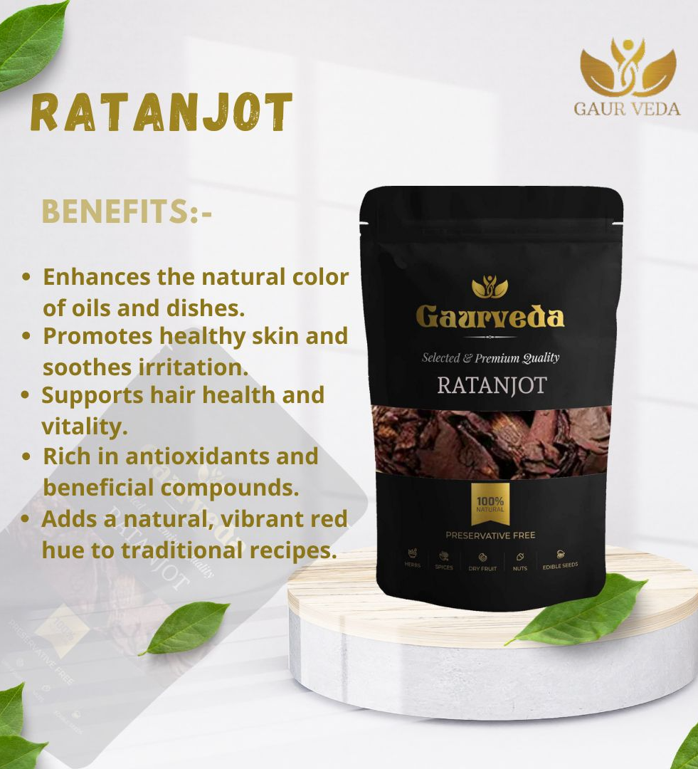 Gaurveda Ratanjot Root - Alkanet Root - Alkanna Tinctoria - A+ Quality (250 Grams)