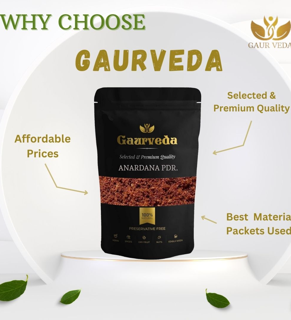 GAURVEDA Anardana Powder - Pure - Fresh - Organic - Dried Pomegranate Seed - Enhance Your Taste (100 Grams)